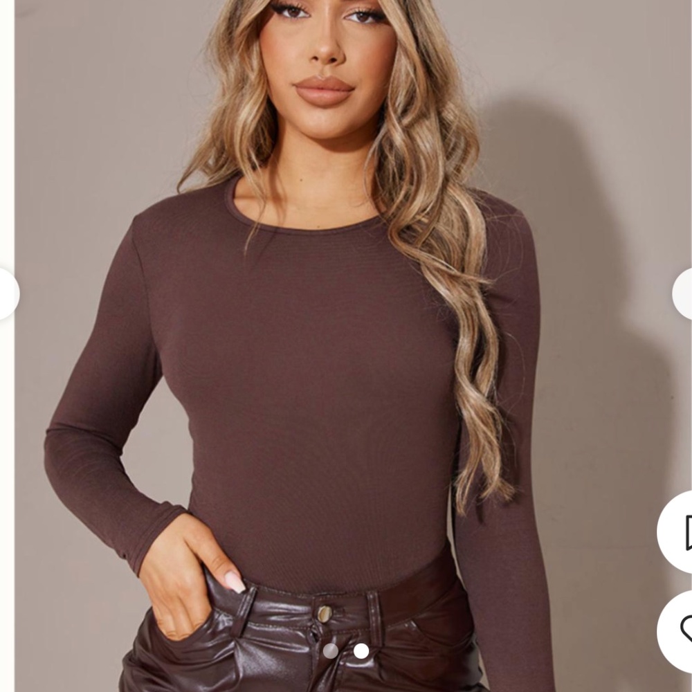 Brown bodysuit by pretty little thing - size 0